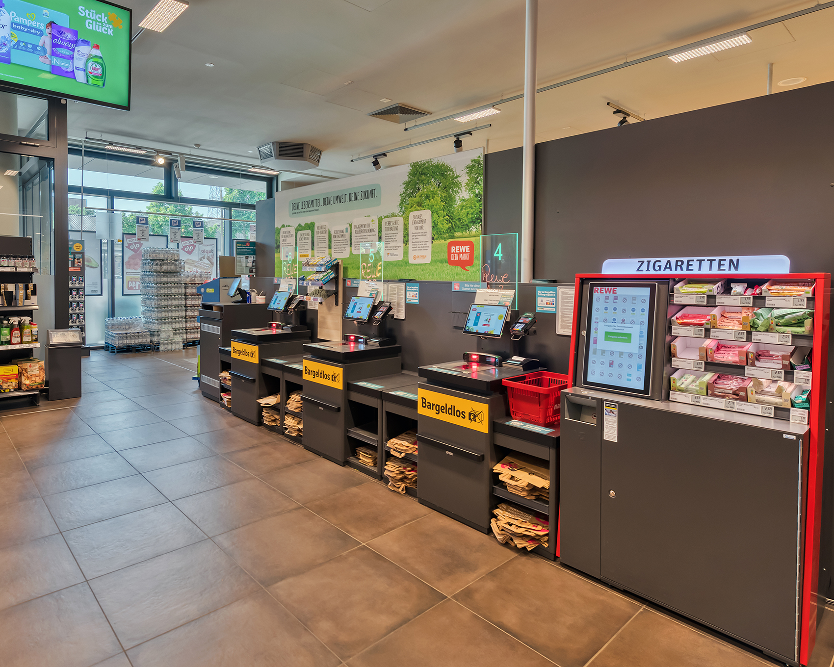 REWE Glawe - Schnell, bequem, kontaktlos: die modernen SB-Kassen