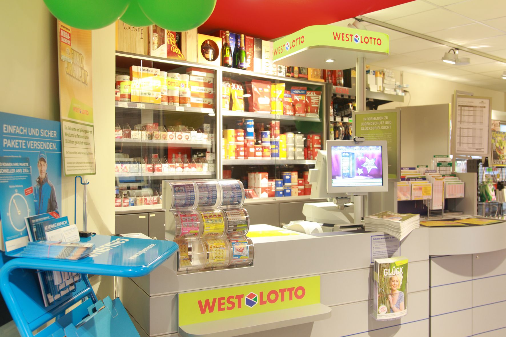 Unser Lottoshop sowie einen Hermes-Paket-Shop