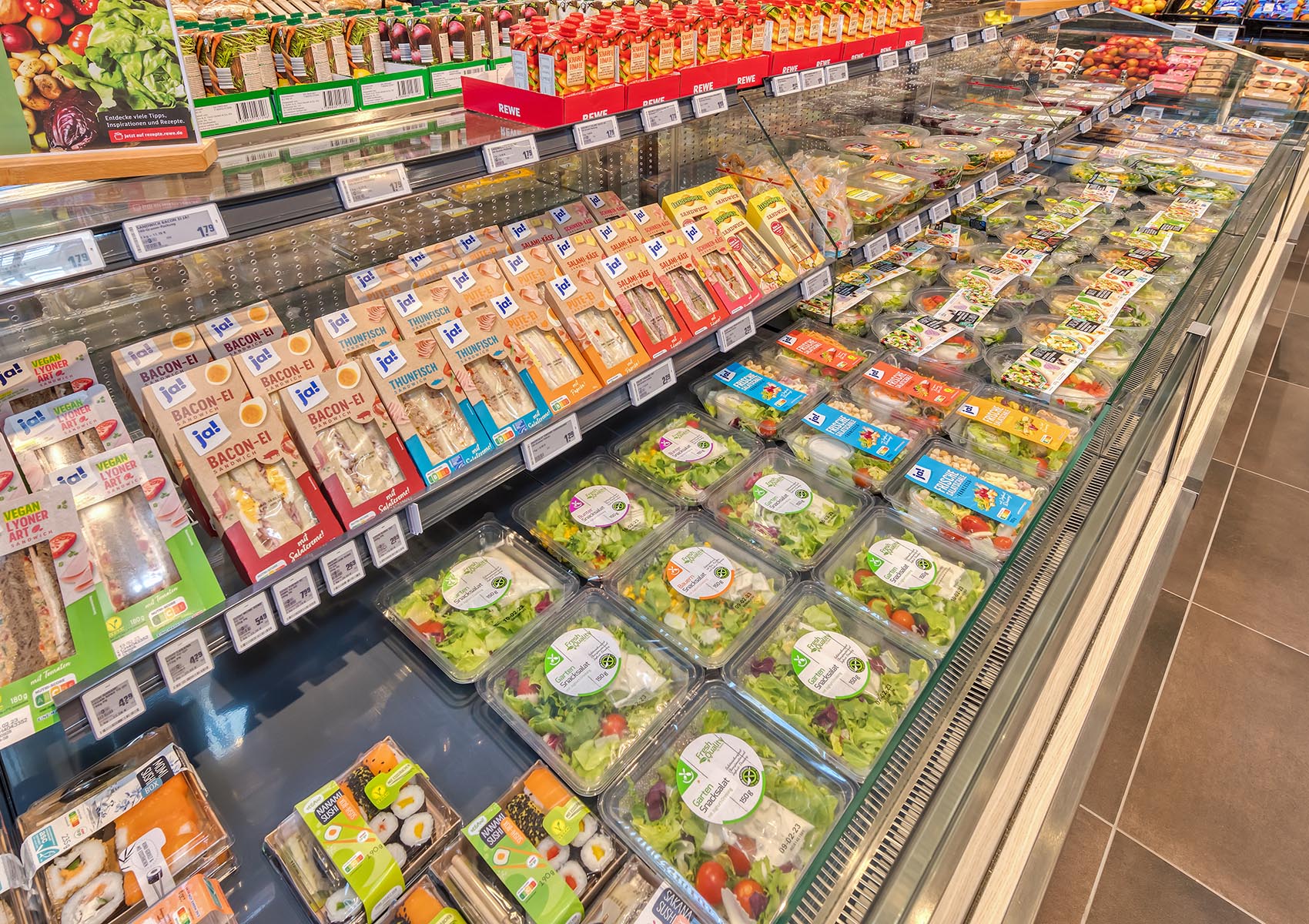 Sushi, Sandwiches und Salate
